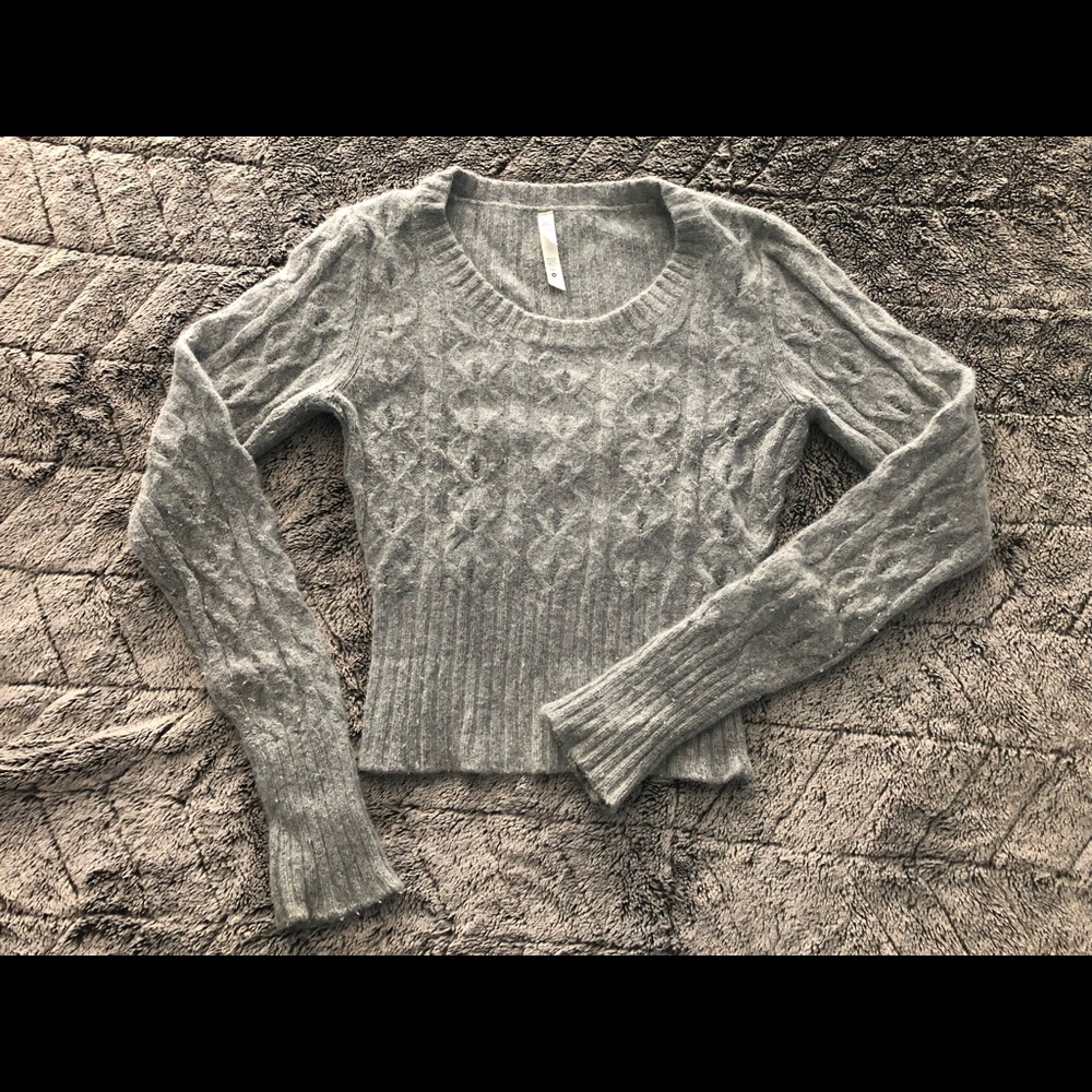 Gray Cable Knot Sweater